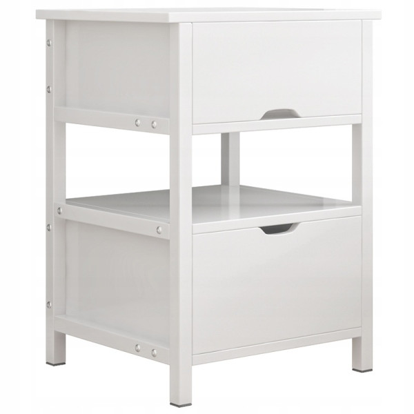 Szafka nocna biała z 2 szufladami nowoczesna loft stolik do sypialni 45 cm 704039