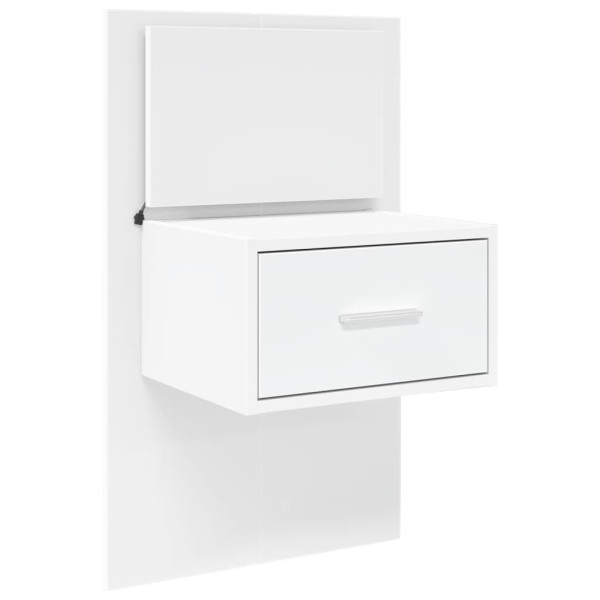 Szafka Nocna Biała z Szufladą Wisząca z LED Do Sypialni 48,5x32,5x80 cm 745278