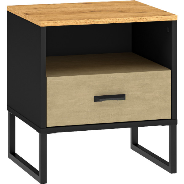 Szafka nocna BLINT 08 dąb craft złoty / czarny / stal 248754