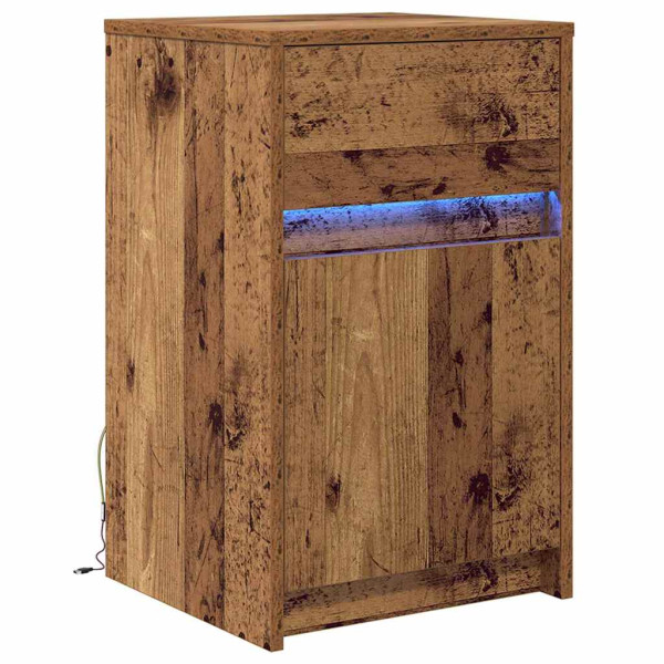Szafka Nocna Brąz Komoda Stolik Półka Nocna Do Sypialni LED 38 x 34 x 61 cm 857421