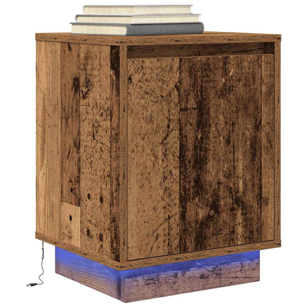 Szafka Nocna Brąz Komoda Stolik Półka Nocna Do Sypialni LED 38x34x50 cm 855112