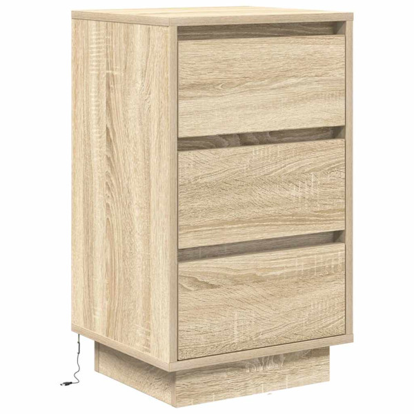 Szafka Nocna Brąz Komoda Stolik Półka Nocna Do Sypialni LED 38x34x65 cm 851820
