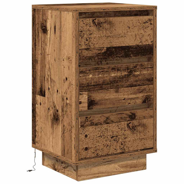 Szafka Nocna Brąz Komoda Stolik Półka Nocna Do Sypialni LED 38x34x65 cm 851874
