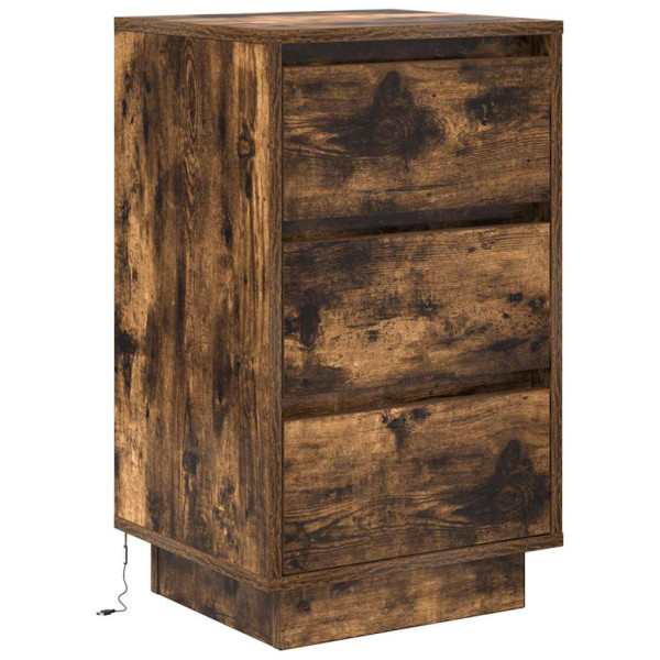 Szafka Nocna Brąz Komoda Stolik Półka Nocna Do Sypialni LED 38x34x65 cm 851741