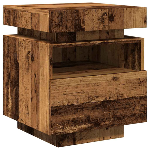 Szafka Nocna Brąz Komoda Stolik Półka Nocna Do Sypialni LED 40x39x48.5 cm 854942