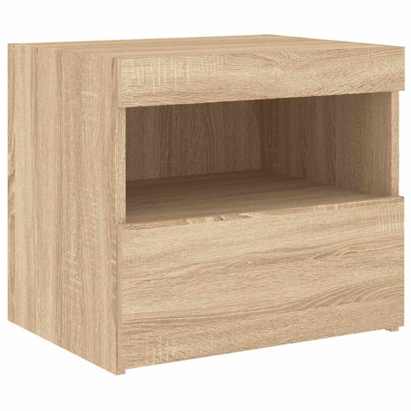 Szafka Nocna Brąz Komoda Stolik Półka Nocna Do Sypialni LED 50x40x45 cm 857540