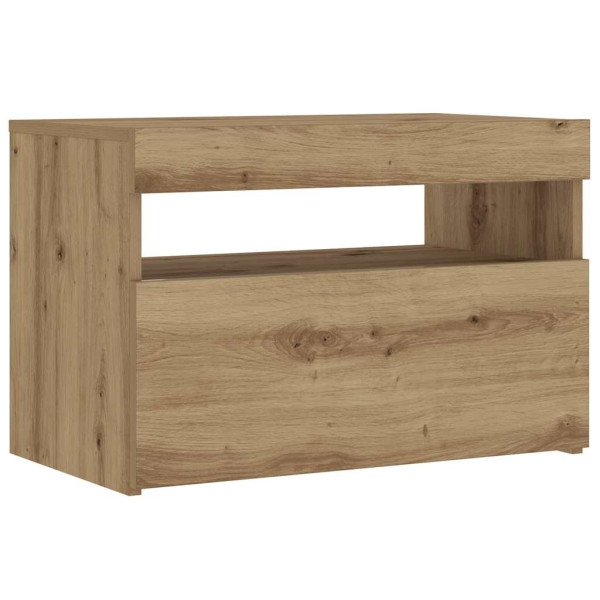 Szafka Nocna Brąz Komoda Stolik Półka Nocna Do Sypialni LED 60x35x40 cm 855851