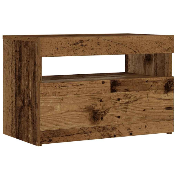 Szafka Nocna Brąz Komoda Stolik Półka Nocna Do Sypialni LED 60x35x40 cm 855843