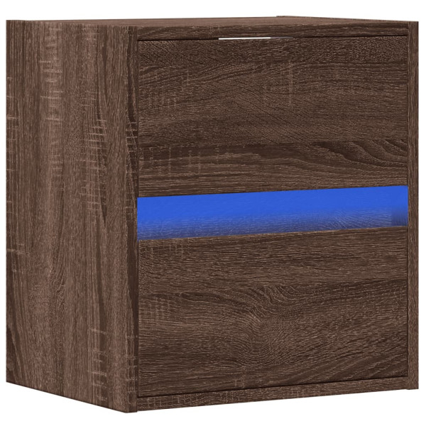 Szafka Nocna Brązowa z Szufladą Wisząca z LED Do Sypialni 41x31x45 cm 741890