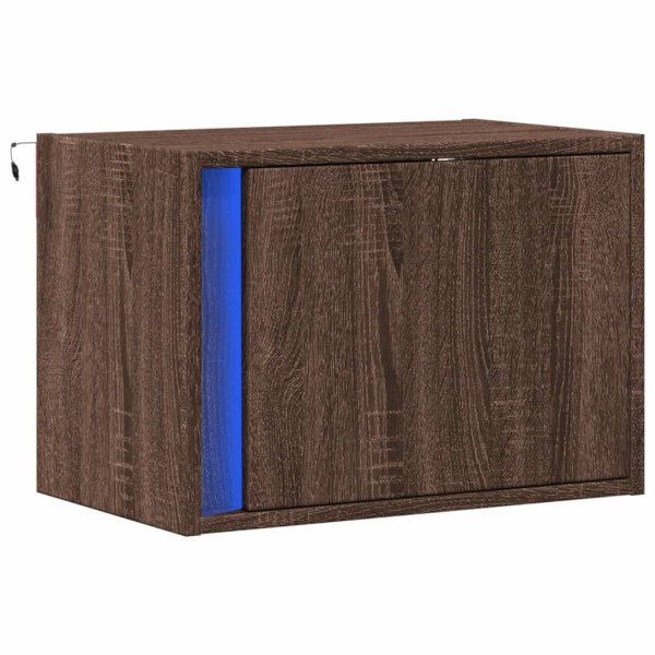 Szafka Nocna Brązowa z Szufladą Wisząca z LED Do Sypialni 50x31x35 cm 740709