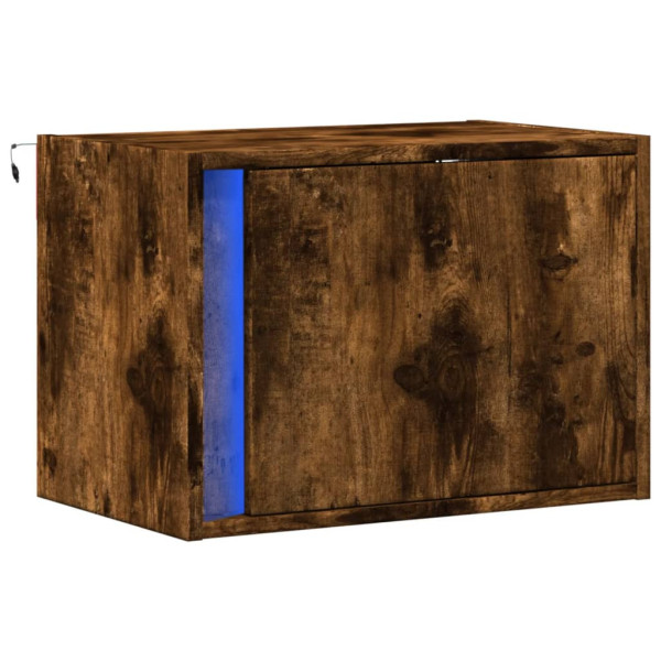 Szafka Nocna Brązowa z Szufladą Wisząca z LED Do Sypialni 50x31x35 cm 740619