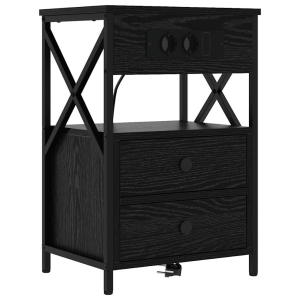 Szafka Nocna Czarna Komoda Stolik Półka Nocna Do Sypialni 40 x 31 x 60 cm 855008