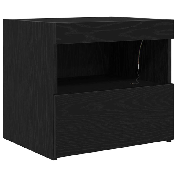Szafka Nocna Czarna Komoda Stolik Półka Nocna Do Sypialni 50 x 40 x 45 cm 857520