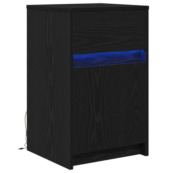 Szafka Nocna Czarna Komoda Stolik Półka Nocna Do Sypialni LED 38 x 34 x 61 857584