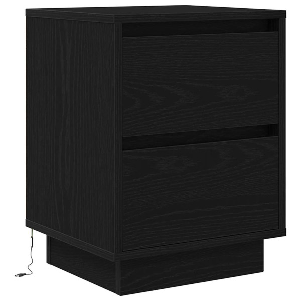 Szafka Nocna Czarna Komoda Stolik Półka Nocna Do Sypialni LED 38x34x50 cm 851545