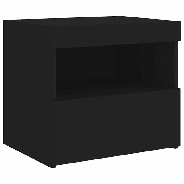 Szafka Nocna Czarna Komoda Stolik Półka Nocna Do Sypialni LED 50x40x45 cm 857577
