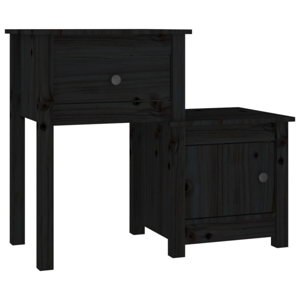Szafka Nocna Czarna z Szufladą z Drzwiami Do Sypialni 79,5x38x65,5 cm 743878