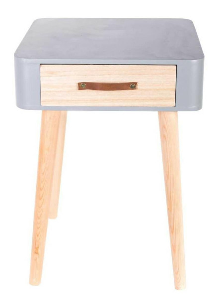 Szafka nocna Eve skórzany uchwyt szara 48x35x35 cm 990903