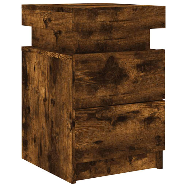 Szafka Nocna Komoda Brąz Stolik Półka Nocna Do Sypialni LED 35x39x55 cm 848375