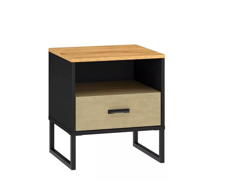 Szafka nocna młodzieżowa COLIN 08 dąb złoty craft/czarna 664589