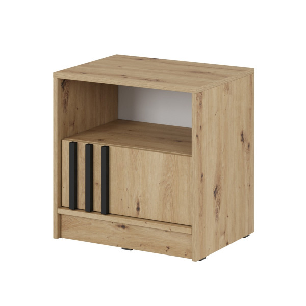 Szafka nocna NELLY dąb artisan ozdobne lamele szuflada push-to-open 51 cm 713238