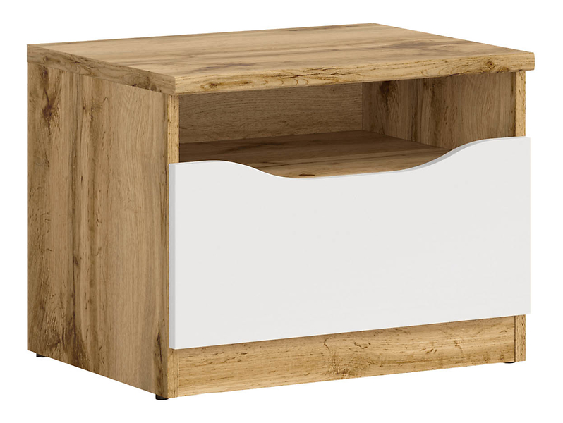 Szafka nocna Nuis 50 cm z szufladą dąb wotan/biały połysk 42569