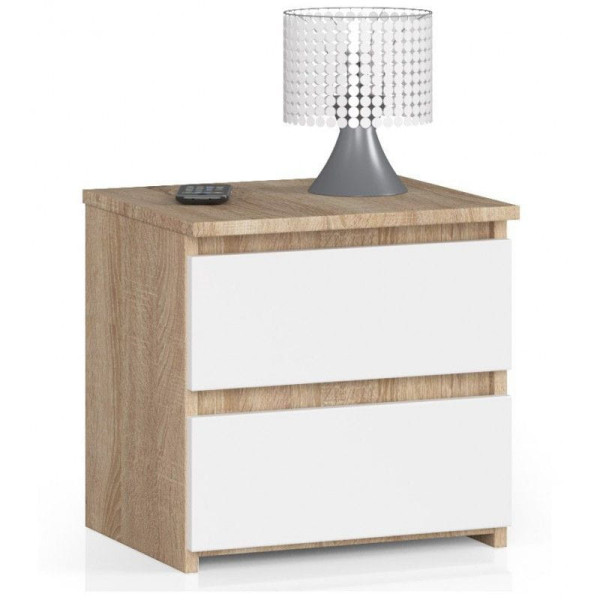 Szafka nocna, STILO, 2 szuflady, 40x35x40 cm, sonoma, biel| TYLETEGOTU 833955