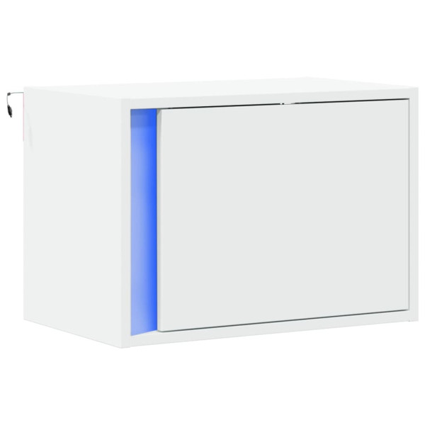 Szafka Nocna Stolik Biała z Szufladą Wisząca z LED Do Sypialni 50x31x35 cm 740690