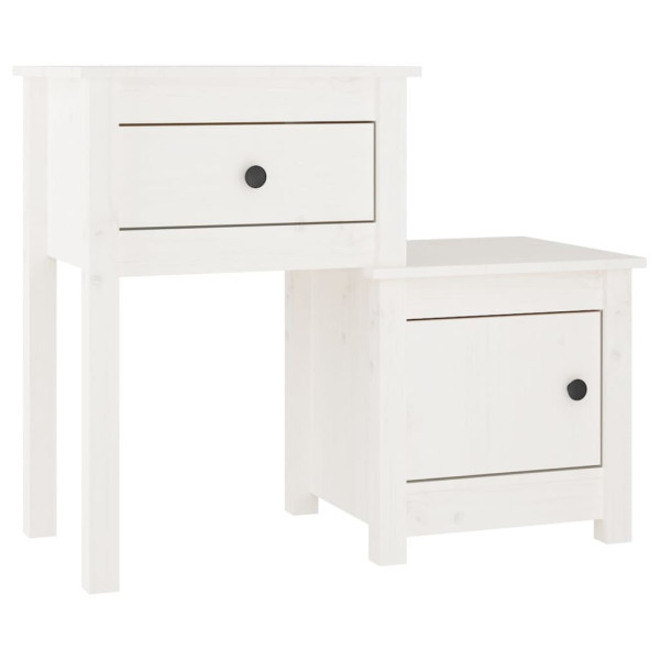 Szafka Nocna Stolik Biała z Szufladą z Drzwiami Do Sypialni 79,5x38x65,5 cm 743881