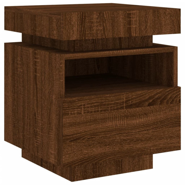 Szafka Nocna Stolik Brązowa z Szufladą z LED Do Sypialni 40x39x48,5 cm 745260