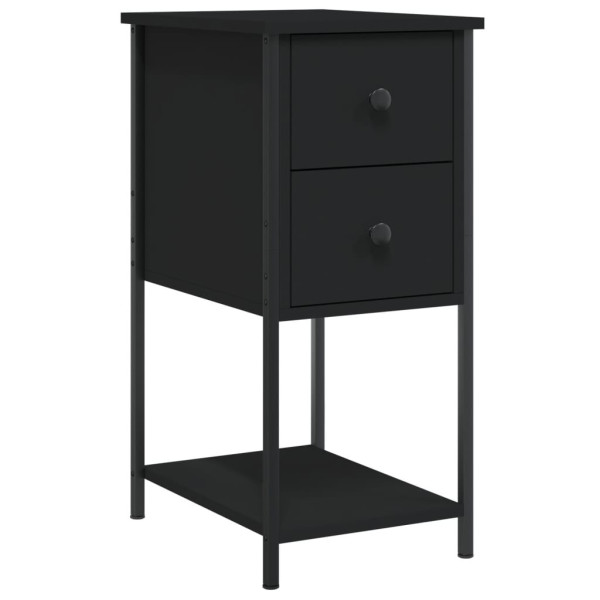 Szafka Nocna Stolik Czarna z Regulowanymi Nóżkami Do Sypialni 32x42x70 cm 745617