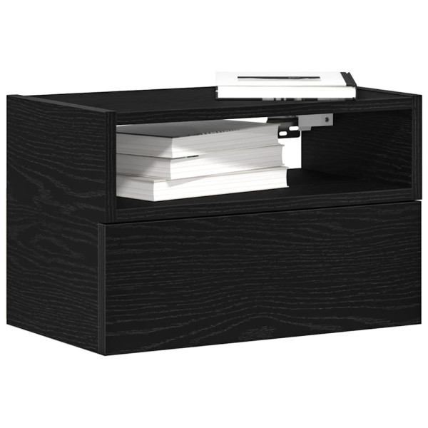 Szafka Nocna Stolik Czarna z Szufladą Wisząca Do Sypialni 45x26x28,5 cm 743882