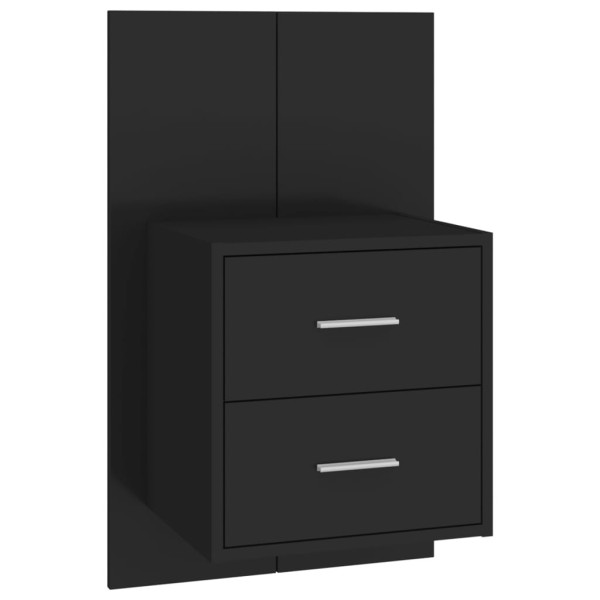 Szafka Nocna Stolik Czarna z Szufladą Wisząca Do Sypialni 48,5x32,5x80 cm 738976