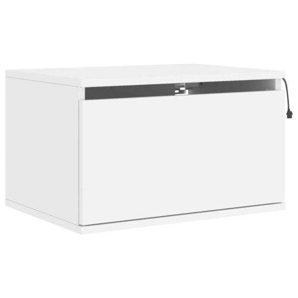 Szafka Nocna Stolik Komoda Biała Wisząca z LED Do Sypialni 50x36x30 cm 741771