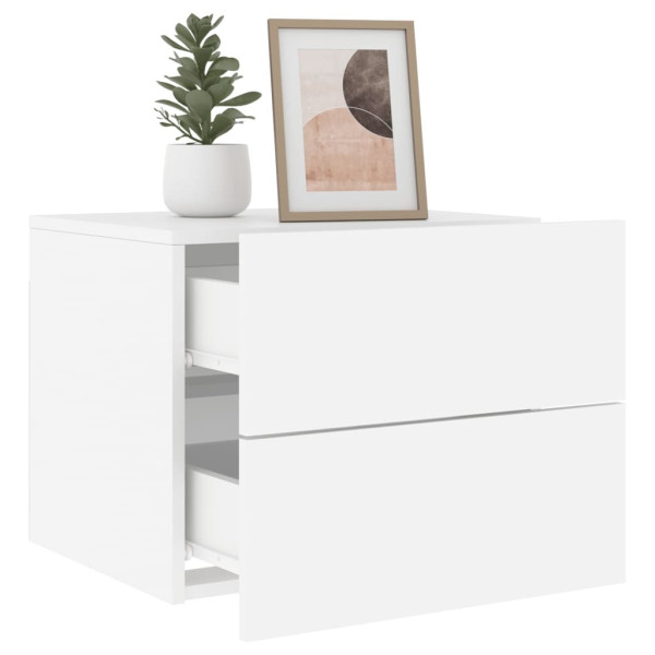 Szafka Nocna Stolik Komoda Biała Wisząca z LED Do Sypialni 50x39x41 cm 741315
