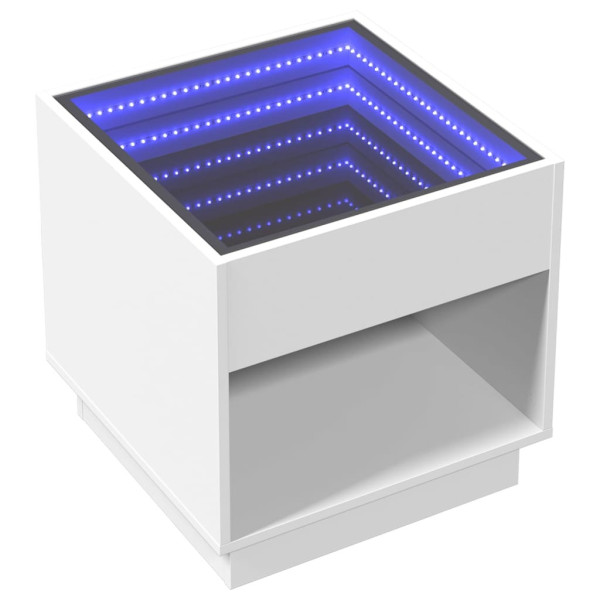 Szafka Nocna Stolik Komoda Biała z LED Do Sypialni 50x50x50 cm 740660