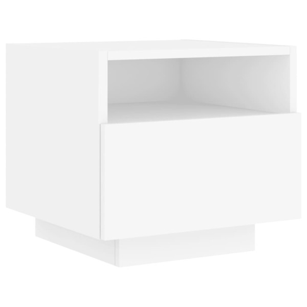 Szafka Nocna Stolik Komoda Biała z Szufladą z LED Do Sypialni 40x39x37 cm 745241