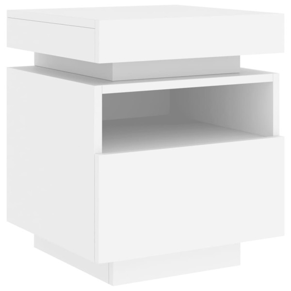 Szafka Nocna Stolik Komoda Biała z Szufladą z LED Do Sypialni 40x39x48,5 cm 745359