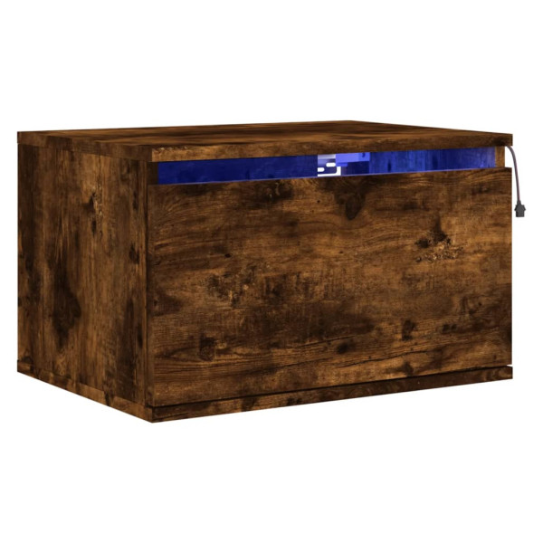 Szafka Nocna Stolik Komoda Brązowa Wisząca z LED Do Sypialni 50x36x30 cm 741775