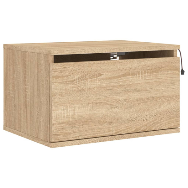 Szafka Nocna Stolik Komoda Brązowa Wisząca z LED Do Sypialni 50x36x30 cm 741889