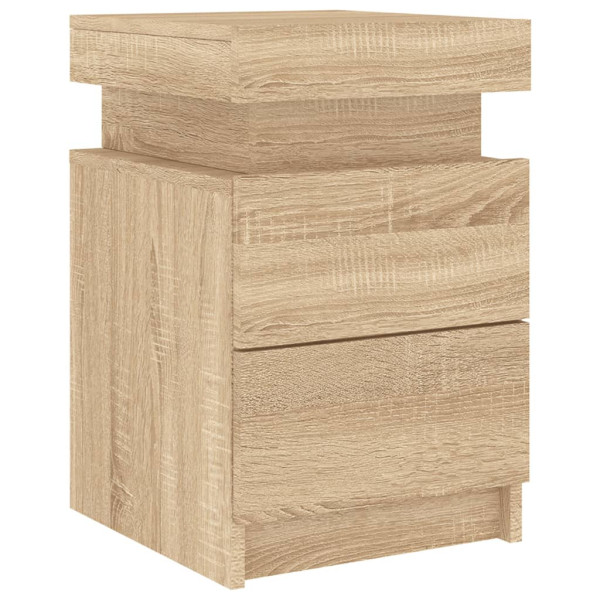 Szafka Nocna Stolik Komoda Brązowa z LED Do Sypialni 35x39x55 cm 742885