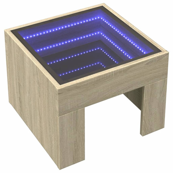 Szafka Nocna Stolik Komoda Brązowa z LED Do Sypialni 40x40x30 cm 743194