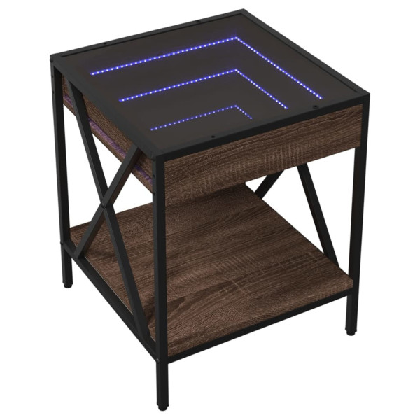 Szafka Nocna Stolik Komoda Brązowa z LED Do Sypialni 40x40x49 cm 745561