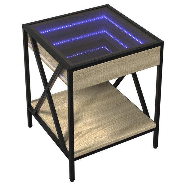 Szafka Nocna Stolik Komoda Brązowa z LED Do Sypialni 40x40x49 cm 745602