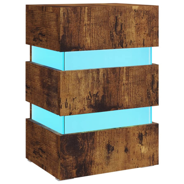 Szafka Nocna Stolik Komoda Brązowa z LED Do Sypialni 45x35x67 cm 740244