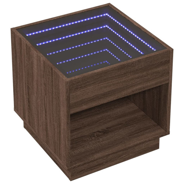 Szafka Nocna Stolik Komoda Brązowa z LED Do Sypialni 50x50x50 cm 740706