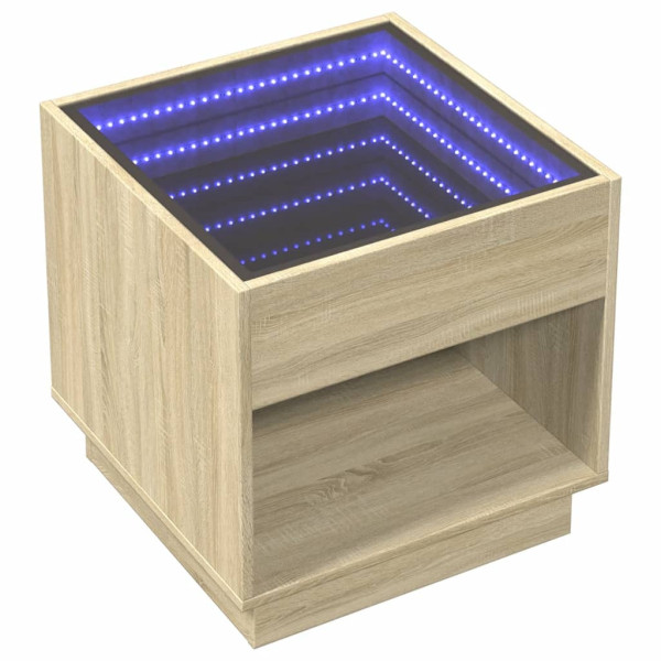 Szafka Nocna Stolik Komoda Brązowa z LED Do Sypialni 50x50x50 cm 740658