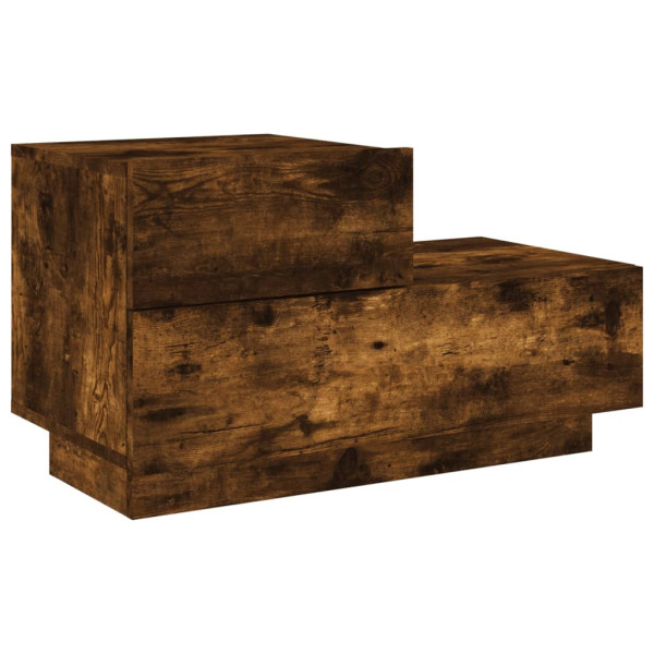 Szafka Nocna Stolik Komoda Brązowa z LED Do Sypialni 70x36x40,5 cm 742037