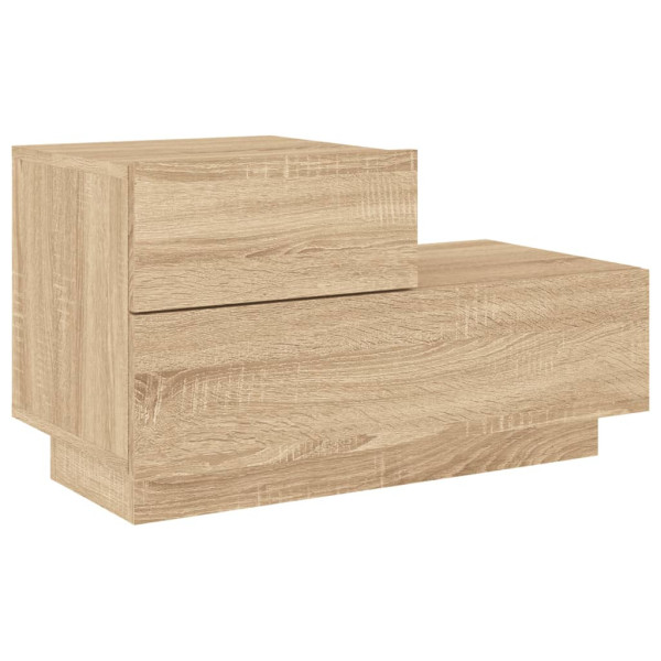 Szafka Nocna Stolik Komoda Brązowa z LED Do Sypialni 70x36x40,5 cm 742043