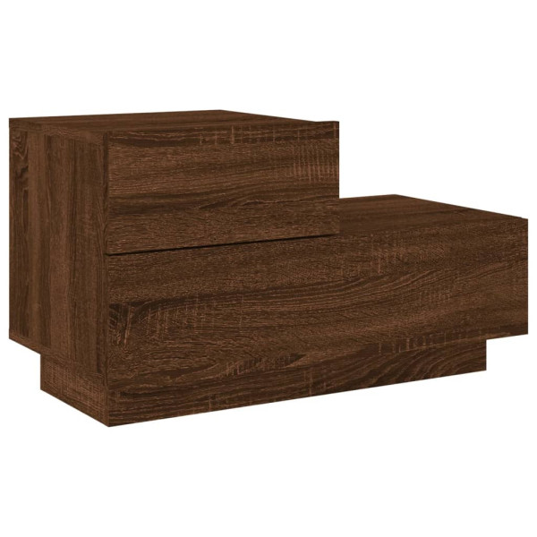 Szafka Nocna Stolik Komoda Brązowa z LED Do Sypialni 70x36x40,5 cm 742008